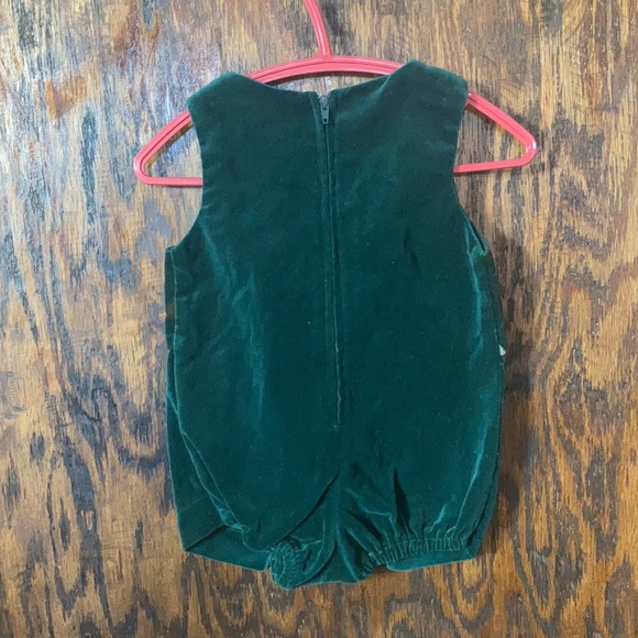 Vintage green Valore velvet romper teddy bears Christmas outfit 3-6 months baby - Picture 4 of 5